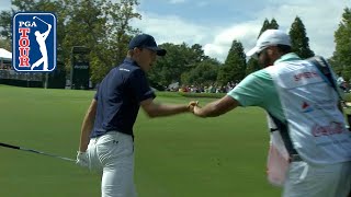 Jordan Spieth's 93-yard approach hops into the cup at the TOUR Championship