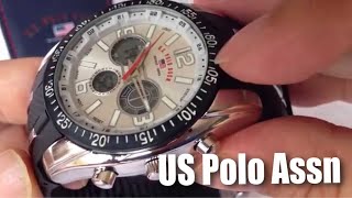 U.S. Polo Assn. Sport Men's US9061 Black Rubber Strap Watch unboxing and review
