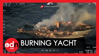 Dramatic Moment Burning Yacht Sinks into Sea off Italian Coast