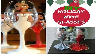 DIY Holiday Glitter Wine Glasses| Recreation Re-creation #4