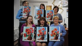 Картина маслом "Красные маки в вазе"  мастер класс для начинающих