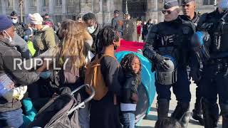 France: Police clear rally of homeless people in front of Paris City Hall