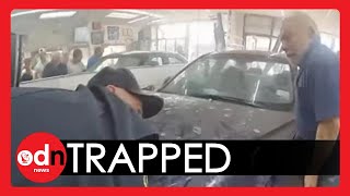 Hero Policemen Help Lift Car to Rescue Baby After Suspected Drunk Driver Crashes Through Shop Window