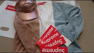Supreme SS18 Week 7 Pickup/Unboxing Velour Zip Up Jacket + TNF Metallic 6-Panel
