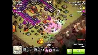 Clash of Clans. ТХ9 сносит ТХ10 ведьмами на 2 звезды.
