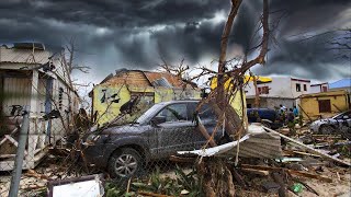 The strongest hurricane hit Brazil! It's dangerous outside! Wind blows the roofs off, breaks trees!