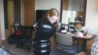 Inflatable latex bondage tryout