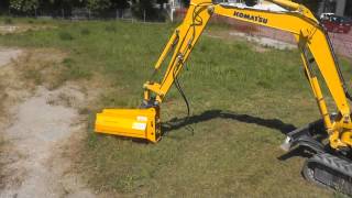 Hydraulic DA 95 bush cutter on Komatsu PC 55 mini excavator