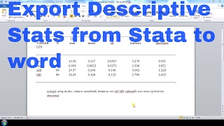 Export the Descriptive stats from STATA to Word