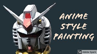 Anime style edge shading tutorial: RX78-2 Gundam head