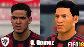 PES 2018 vs FIFA 18  Comparison   AC Milan Player Faces