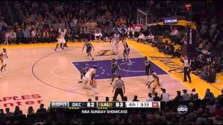 Lakers vs Thunder Highlights January 27 2013 - Kobe Bryant near triple double