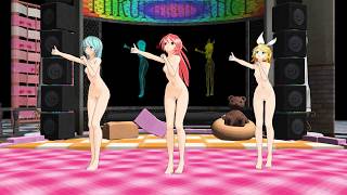 【MMD R18】 つみ式ミクさん、リンちゃん、CULさんで エレクトロ・ワールド フル透けーる