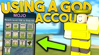 PLAYING On A GOD Player's ACCOUNT in Booga Booga... (ALL MOJOS UNLOCKED)