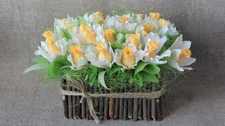 Нарциссы из гофрированной бумаги. Мастер-класс