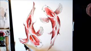 KOI FISH WATERCOLOR DRAWING