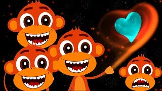 Five Little Monkeys Jumping On The Bed Valentine's Day Children Nursery Rhyme Numbers Song