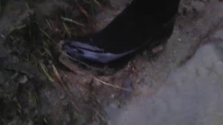 high heels muddy walk