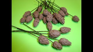 Миниатюрные шишечки из холодного фарфора. // Как слепить шишки. //  The modeling of  pine cones.