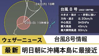 台風8号　24日朝に沖縄本島最接近
