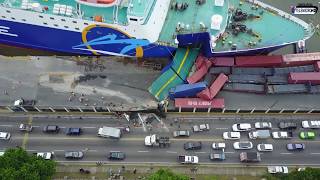 Impactante!! Momento del Accidente del Barco de Ferries del Caribe con (Vista Aerea)