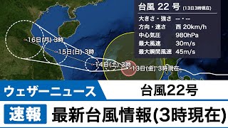 台風22号 最新情報(13日3時更新)