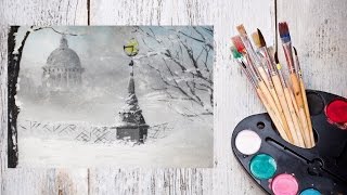 Как нарисовать зимний Петербург акрилом! #Dari Art