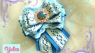 Школьный галстук "галочка" из лент для девочки/DIY/BACK TO SCHOOL