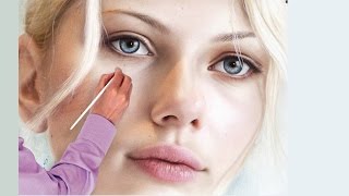 SPEED PAINTING portrait of Scarlett Johansson /face drawing dry brush technique