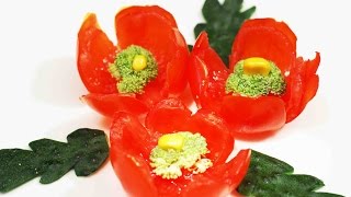 Украшение из овощей МАКИ ИЗ ПОМИДОРОВ Карвинг из овощей для начинающих