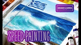 SPEED PAINTING // Рисую греческий берег моря // Акварель // Watercolor