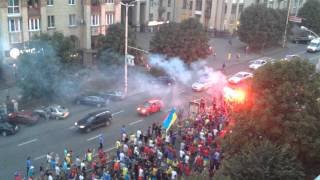 Марш ультрас клубов "Металлург" Запорожье и "Днепр" Днепропетровск