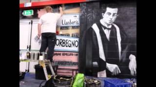 t rowland hughes mural & Morbegno twined town with llanberis