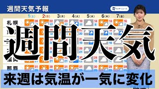 【週間天気予報】来週は気温が一気に変化