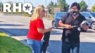 Woman LOSES IT After Seeing Protester With BLM Flag