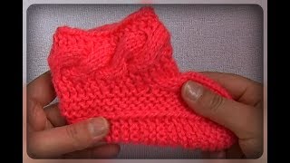 Детские носки с поперечной косой, вязание спицами