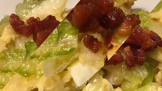 MASHED POTATO WITH LETTUCE & EGGS/PORK/ WITH A TOPPING OF PORK/A TYPICAL DUTCH FOOD