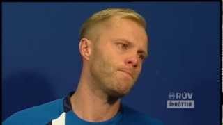 Eidur Gudjohnsen cries after final match for Iceland