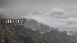 Japan: Strong wind and waves on Fukushima coast amid tropical storm Nepartak