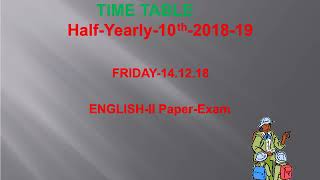 10th-Half Yearly Time Table- 2018-2019