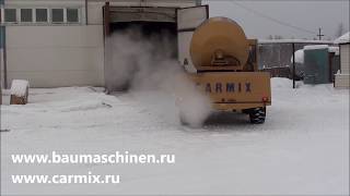 Бетоносмеситель с самозагрузкой Carmix 3.5 TT на стройплощадке в г. Ленск, Якутия