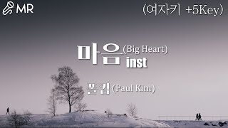 [MR] 폴킴 (Paul Kim) - 마음 (Big Heart)여자키(+5Key)_고퀄ver.(Piano+String)