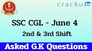 SSC CGL 4th June Asked Questions (2nd & 3rd shift)