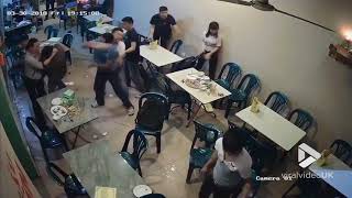 Brawl breaks out in cafe || Viral Video UK