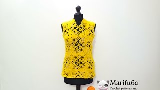 Вязаная крючком жёлтая туника из мотивов мастер класс видео урок