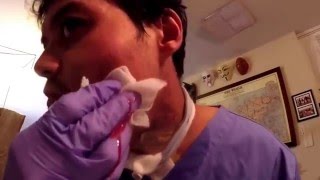 Nurse milks own bullet wound for minutes.