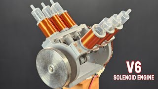 Making V6 Solenoid Engine from Powerful Neodymium Magnets