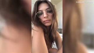 Emily Ratajkowski poses topless in sensual Instagram video