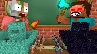 Monster School : TINY CASTLE WAR CHALLENGE - Minecraft Animation