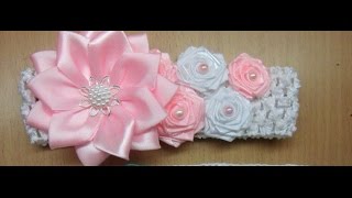 DIY Повязка канзаши из лент, Headband kanzashi ribbon